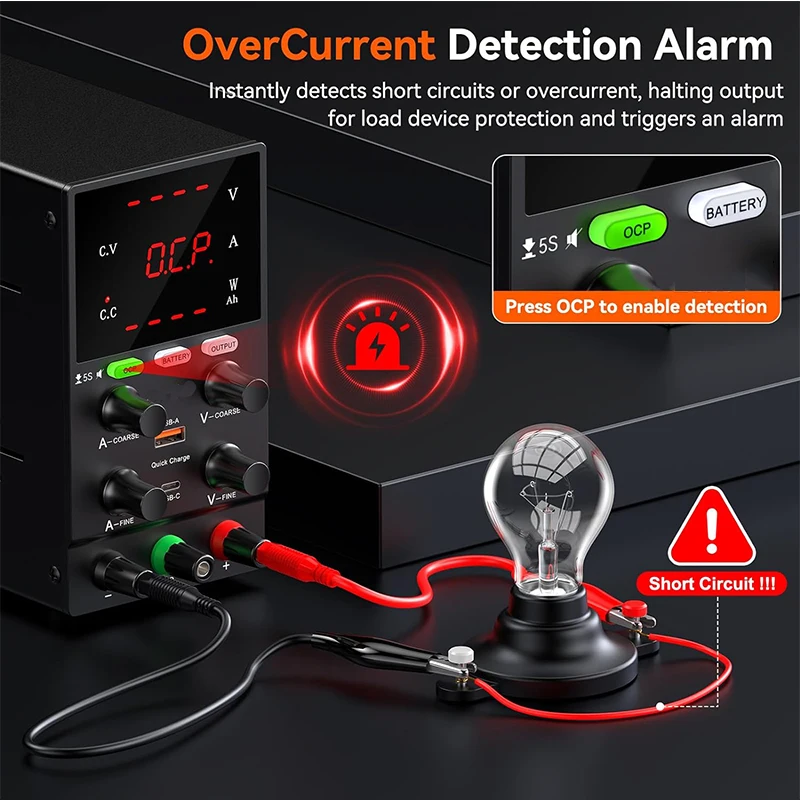 Fuente de alimentación de laboratorio CC ajustable, fuente de alimentación de banco de laboratorio, regulador de voltaje de fuente de alimentación de 30V 10A, 120V60V para carga de batería