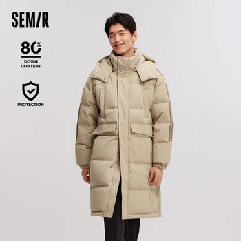 Semir Donsjack Mannen Drie Bestand Halflange Bovenkleding 2024 Nieuwe Contrasterende Kleuren Sport Stijl Winter Outfit Dik Paar
