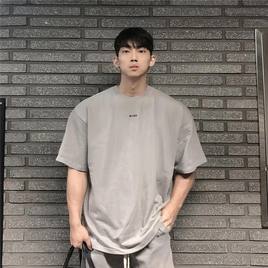 Hip Hop Oversize M-3xl Men Loose Fitness T Shirt Fashion Gym Running T-shirts Summer Gym Short Sleeve Cotton Casual Tees Tops