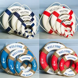 Nautical Life Ring Buoy Welcome Aboard Cloth Decorative Home Wall Hanging Decor Ornament Mediterranean Style Home Decoration