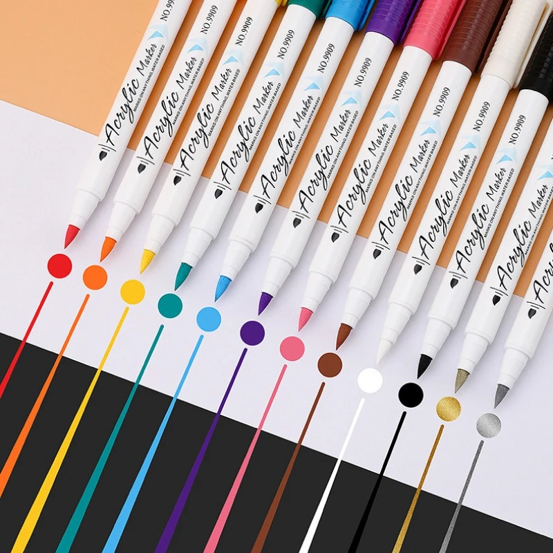 12/24/36 Color Acrylic Marker Set Waterproof and Sun-resistant Not Fading for Stone Glass Wood Ceramic Canvas Painting Graffiti