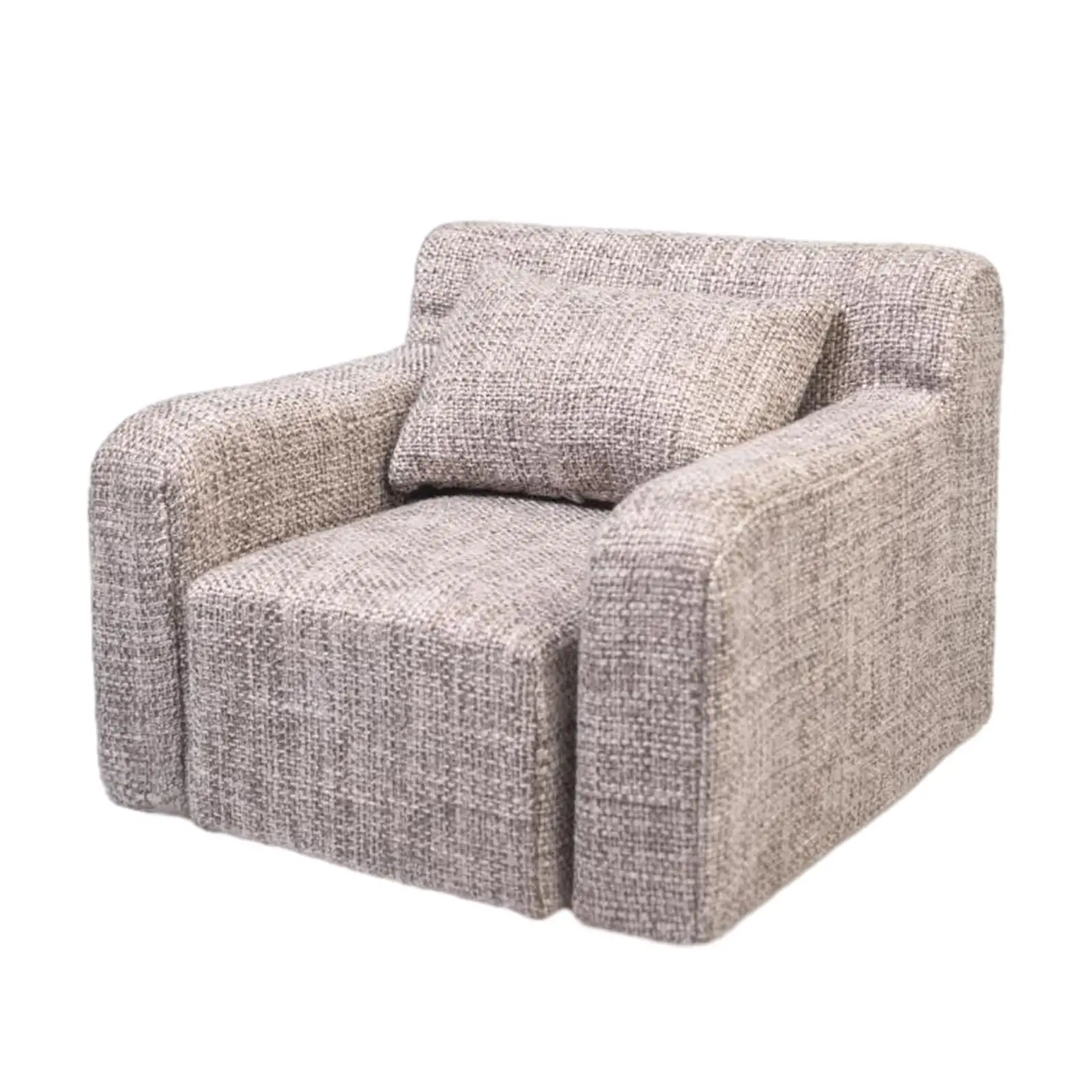 Miniature Dollhouse Sofa Couch Retro Gray Linen 1/6 Scale Loveseat Furniture Accessory for Dollhouse Decoration Kids Play