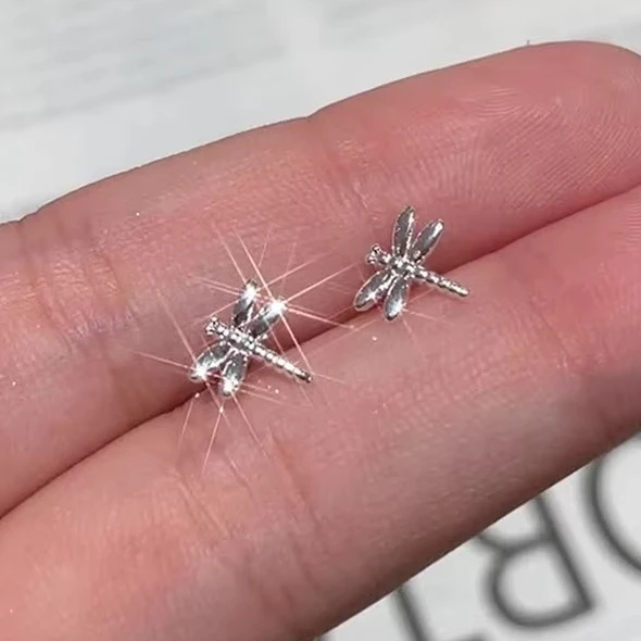 

PONYKISS стерлингового серебра 925 пробы, мини-серьги-гвоздики со стрекозой для женщин, милые ювелирные изделия с насекомыми, минималистичные аксессуары лета