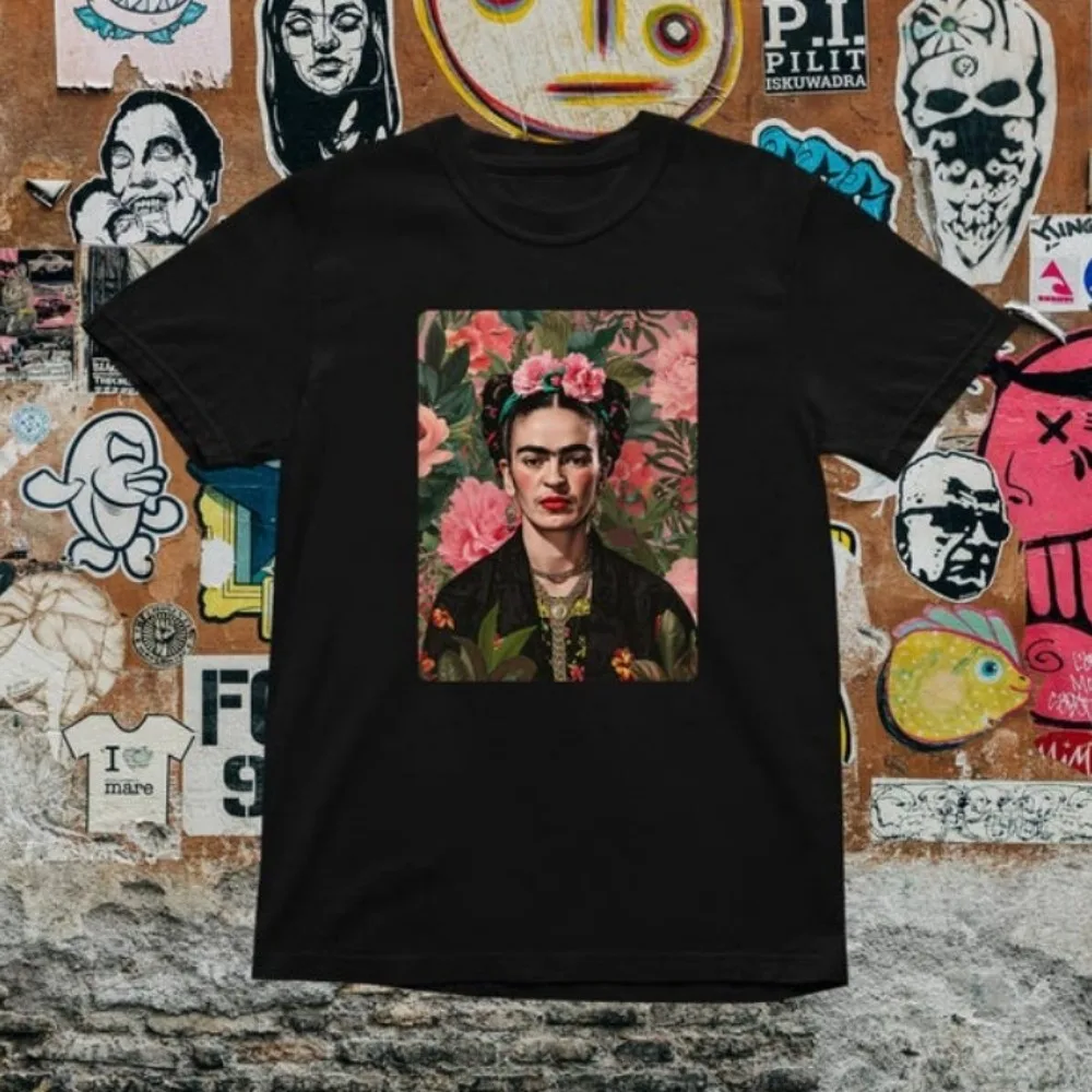 

Frida Kahlo T-Shirt Artistic Floral Portrait Mexican Art Inspired Tees