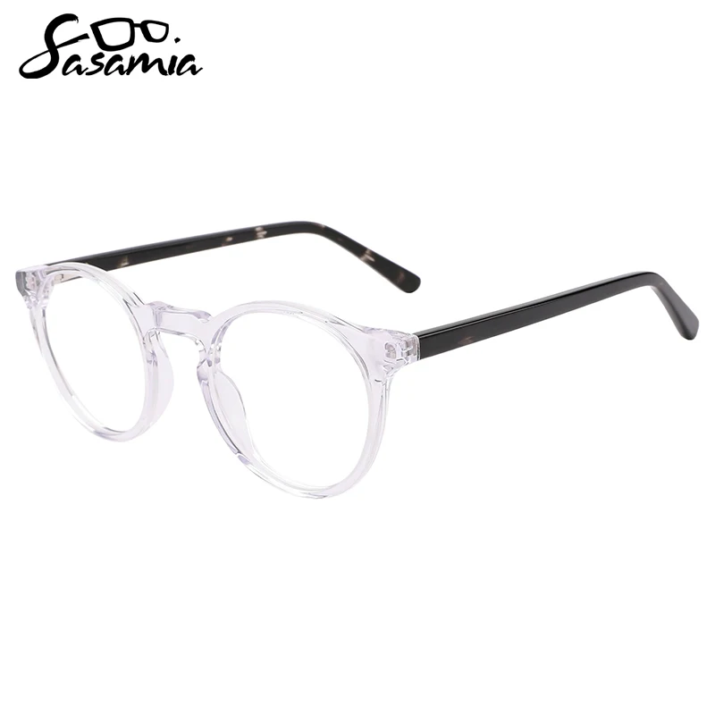 

SASAMIA Unisex Eyewear Acetate Round Transparent Colors Glasses Optical Prescription Glasses Thin Frame Colors Glasses WD1394