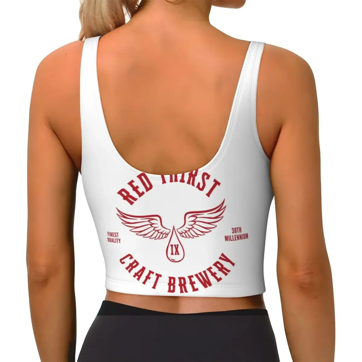 Custom Red Thirst Craft Brewery Women Sports Bras High Impact Vest Gym Workout Yoga Crop Tank Tops