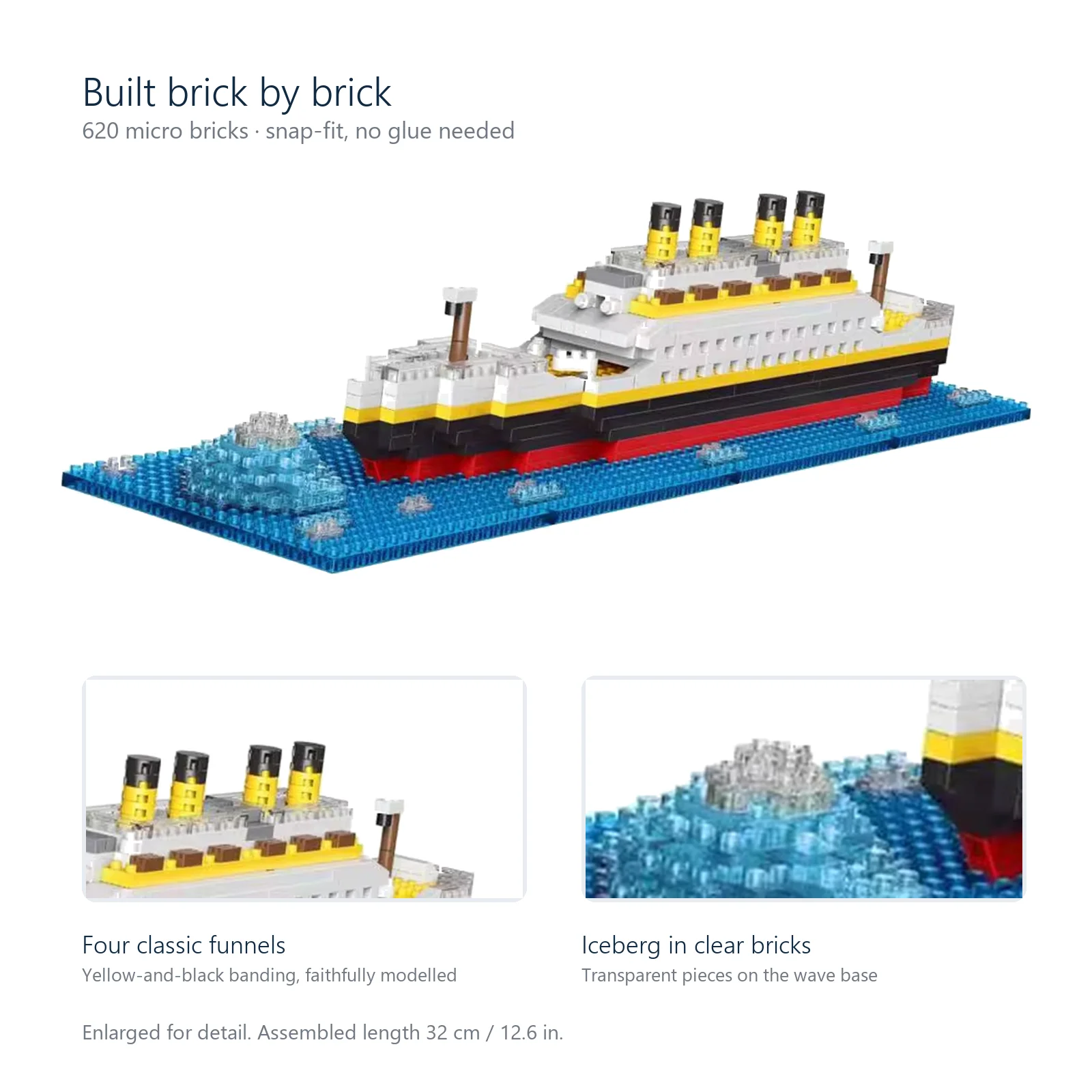 Titanic Micro Mini Brick Building Kit-3D-Modellspielzeug-Set, perfektes Geschenk für Freunde, die historische Modelle lieben, einzigartige Heimdekoration – Detail 1