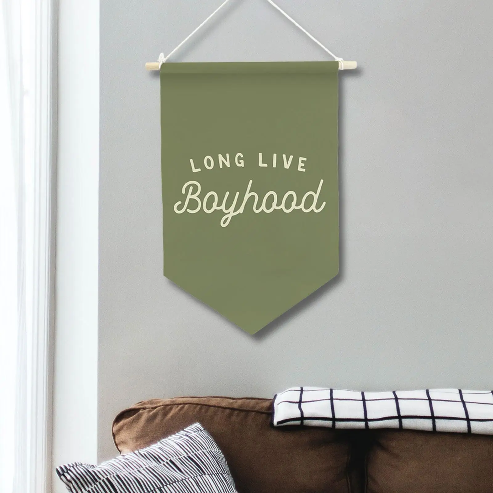 Kids Room Triangle Wall Banner Polyester Wooden Wall Decoration Flag for Nursery Bedroom Playroom