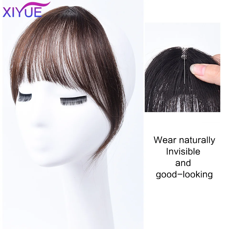 XIYUE Synthetic Air Bangs Heat Resistant Hairpieces Hair Women Natural Short Black Brown Bangs Hair Clips For Extensions