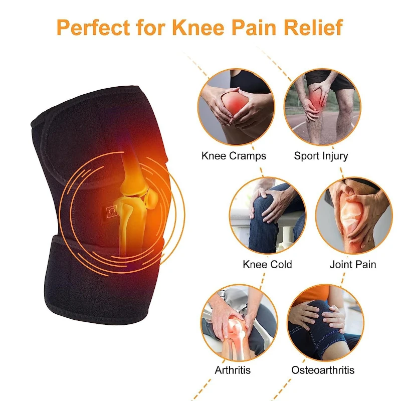 Electric Heated Knee Brace for Pain Relief, Adjustable Thermal Knee Wrap with Massage for Arthritis, Cold Legs & Winter Warmth