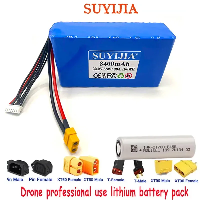 

6S2P 22.2V 21700 Model Aircraft -40℃ Low Temperature Battery Drone 8000mAh Lithium Battery Pack for Taiwan Molicel Battery