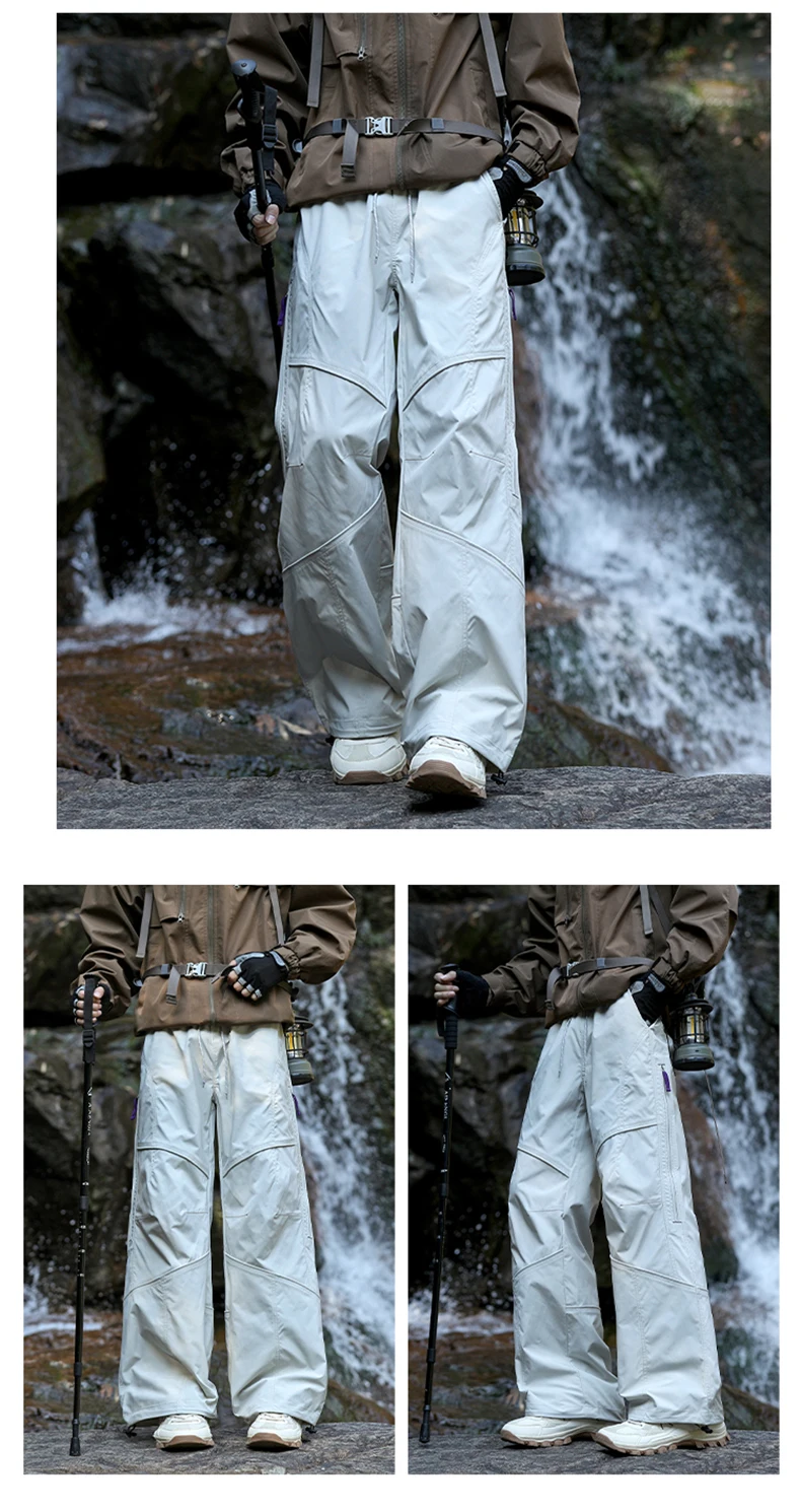 Wasserdichte Wanderhosen für Herren, Herbstmode Cargo-Hosen, Outdoor-Hosen mit weitem Bein, Angel- und Campinghosen für Männer – Detail 11