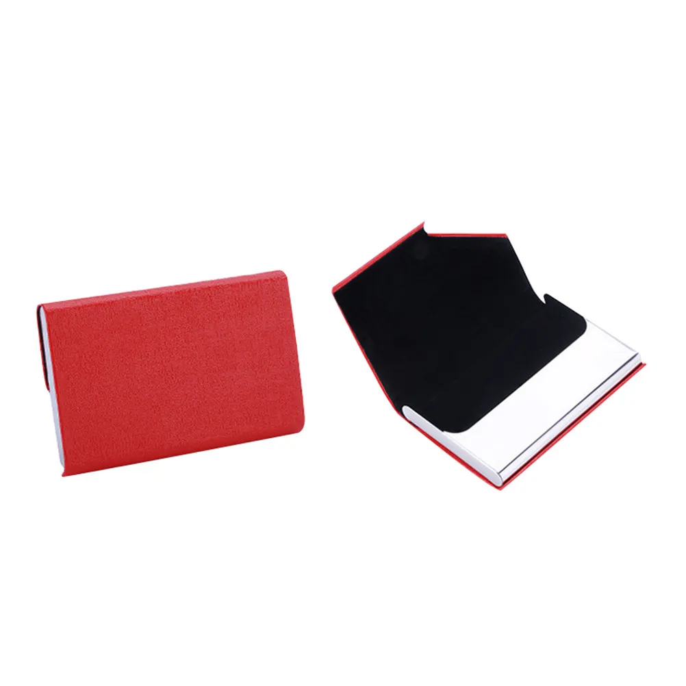 Portable Stainless Steel Business Name Holder Credit Case Box Organizer Red for Cards Business Gift Use Pocket Carry