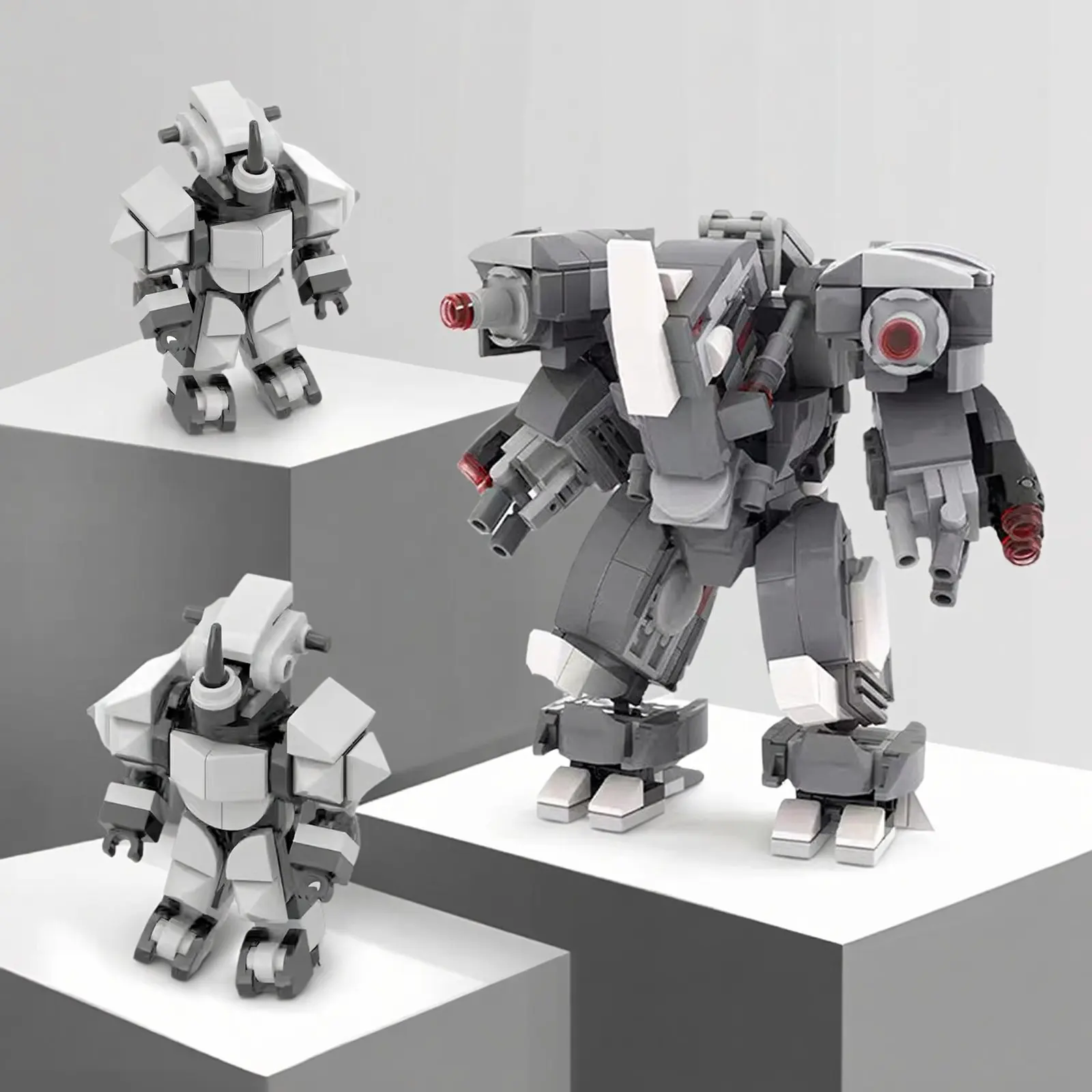 MOC Creative Design Small Fighter Rhino Mecha Building Block Model Children's Puzzle Assembly Toys Boy's Birthday Gift Ornament