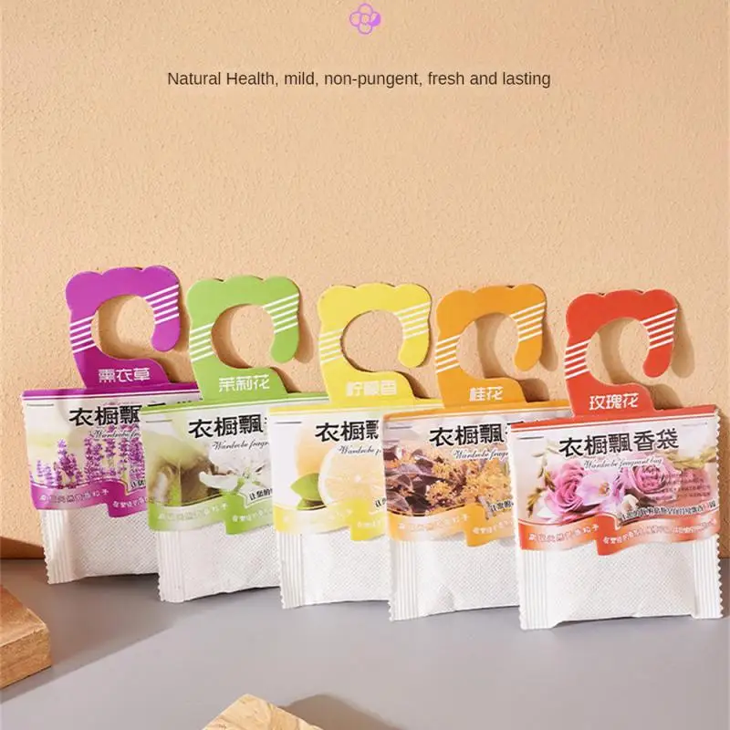 5packs Natural Fragrances Hanging Spices Bag Wardrobe Deodorizing Paper Sachets Aromatherapy Bag Cabinet Air Fresheners