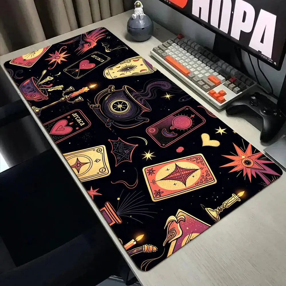 Mysterious Tarot Cards Mouse Pad Desk Mat with Stitched Edge XXL Mousepads Rubber Anti-slip Gamer Keyboard Rug Gaming Mats