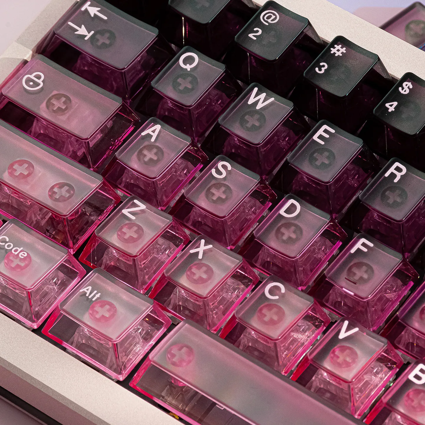 Gradient Plum-Colored Keycaps Pc Frosted Finish Red Black Color Scheme 122 Keys Backlit Cherry Custom Aula Keyboard Keycap