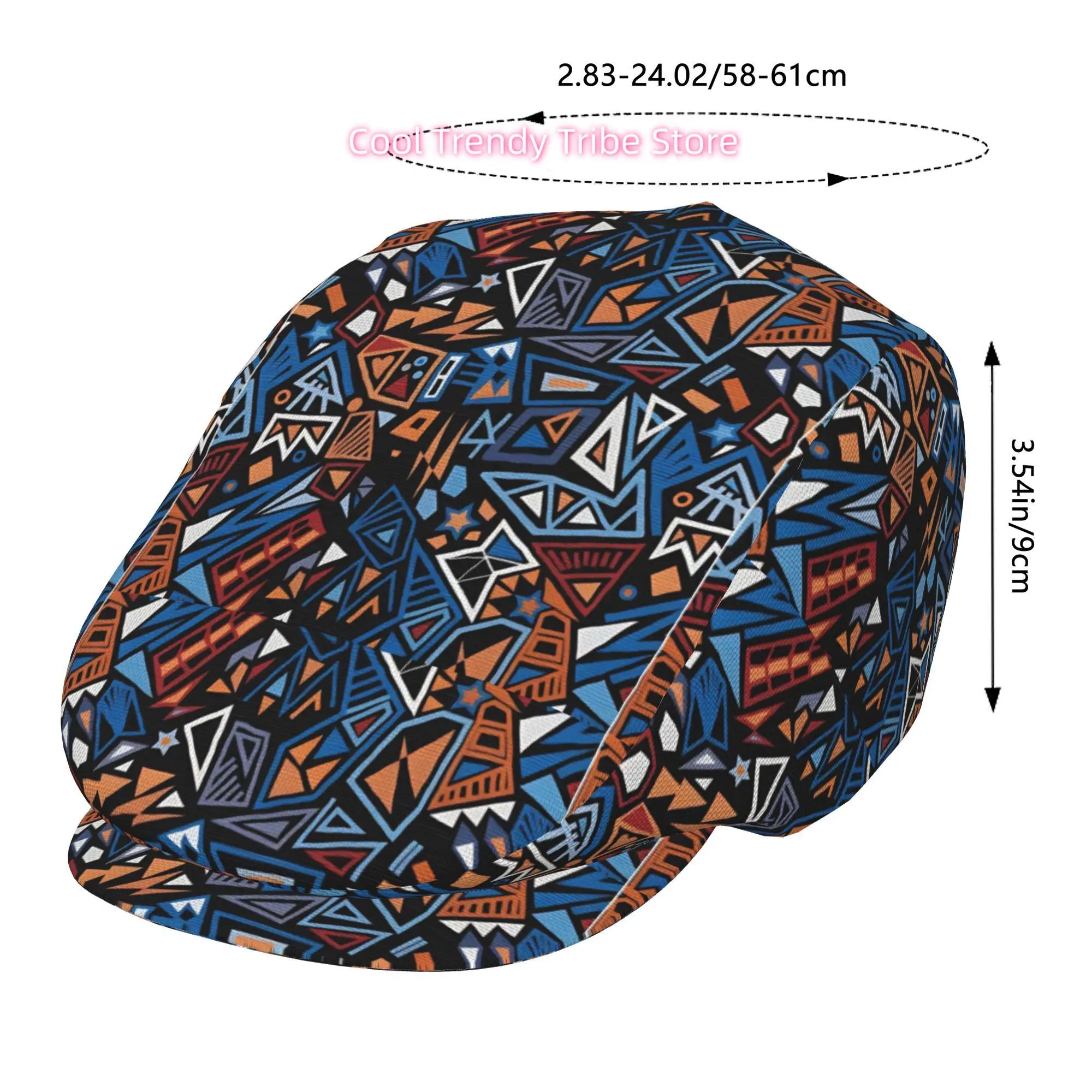 1pc Geometric Blue Burst Full-Face Printed Beret, a Stylish Newsboy Cap Suitable for Both Genders, Perfect for Golf, Outdoor Spo