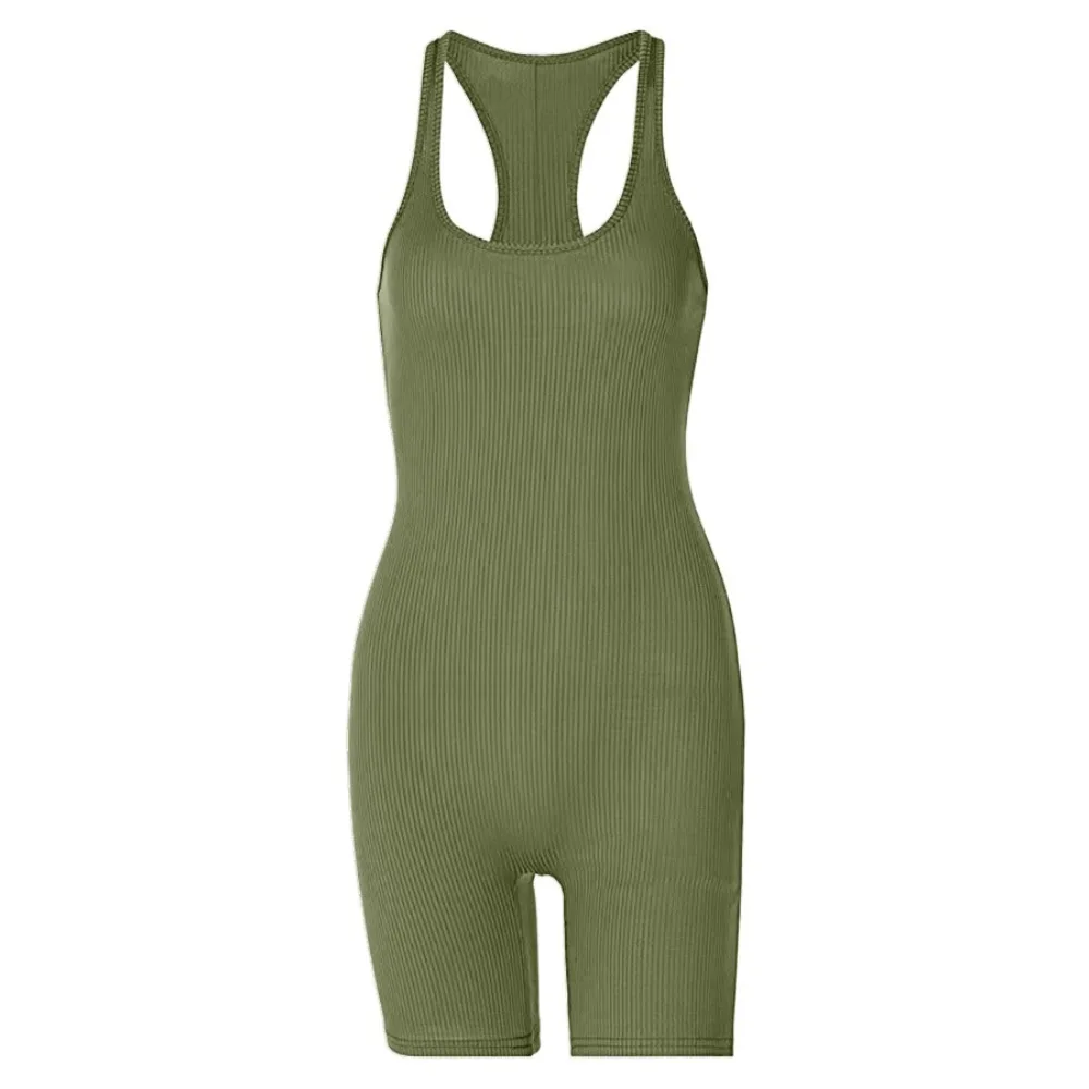 

Simple U-neck Slim Fit Shapewear Tummy Control Butt Lifting Yoga Jumpsuit Seamless Sleeveless Bikini Bodysuits Gym
