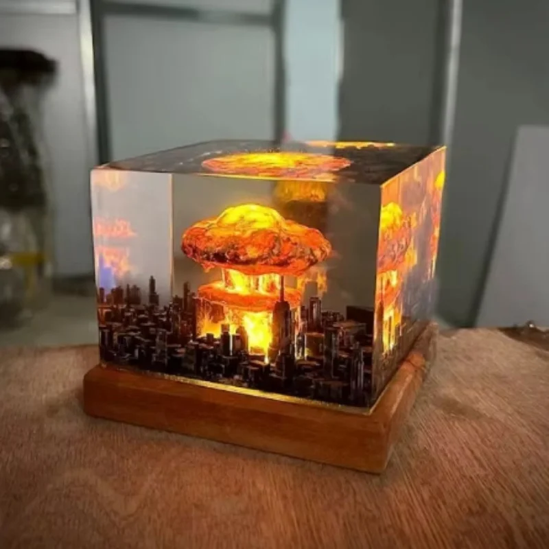 Nuclear Explosion Bomb Mushroom Cloud Lamp Flameless Lamp For Courtyard Living Room Decor 3D Night Light Rechargeable