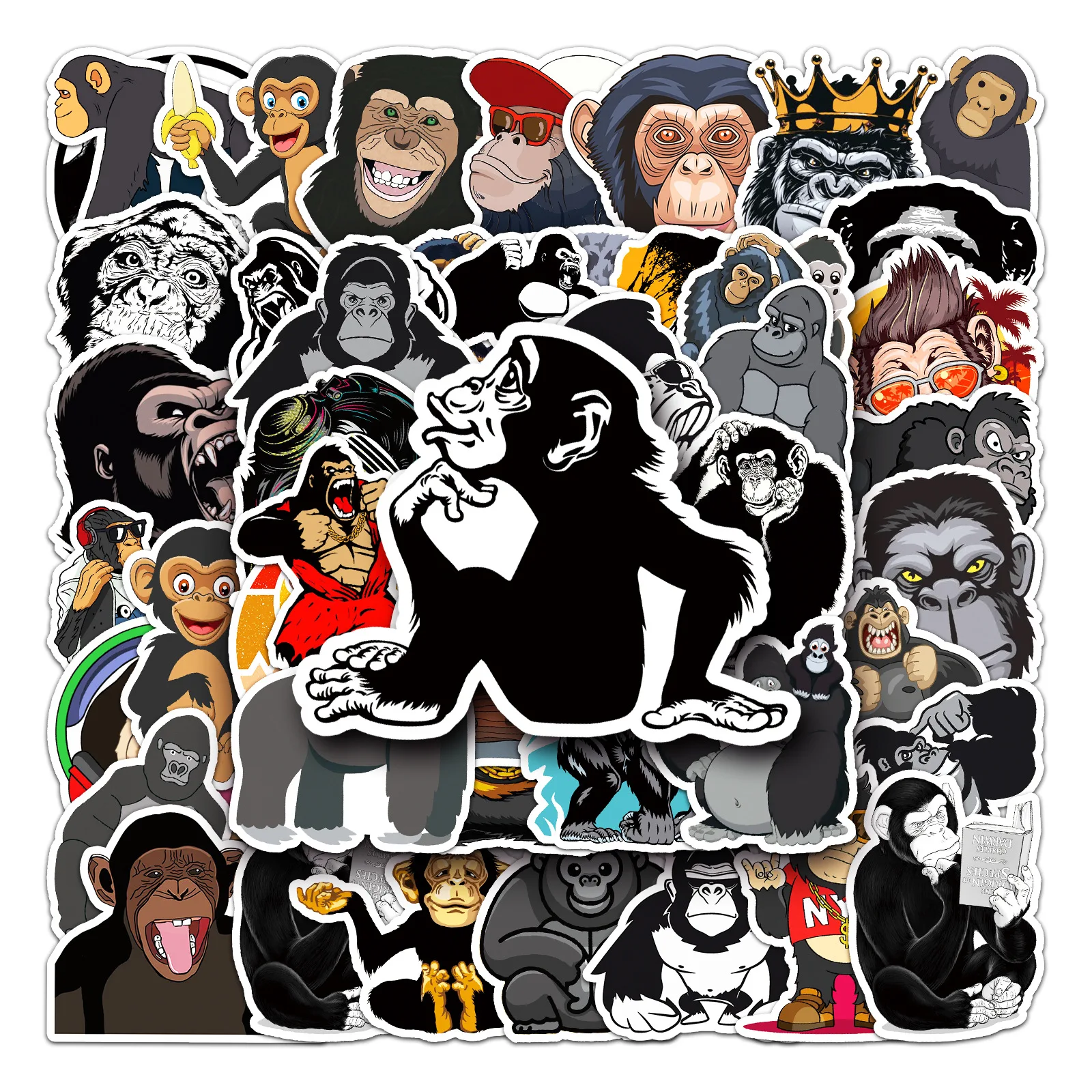 

10/50PCS Gorilla Graffiti Cartoon Animal Sticker Personality Cool Decoration Water Cup Phone Case Stationery Box Decal Toy