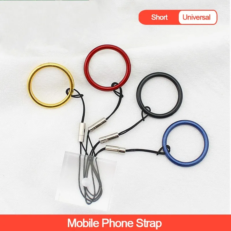 New borderless mobile phone ring buckle lanyard metal circle simple short-loaded mobile phone case lanyard ring sling