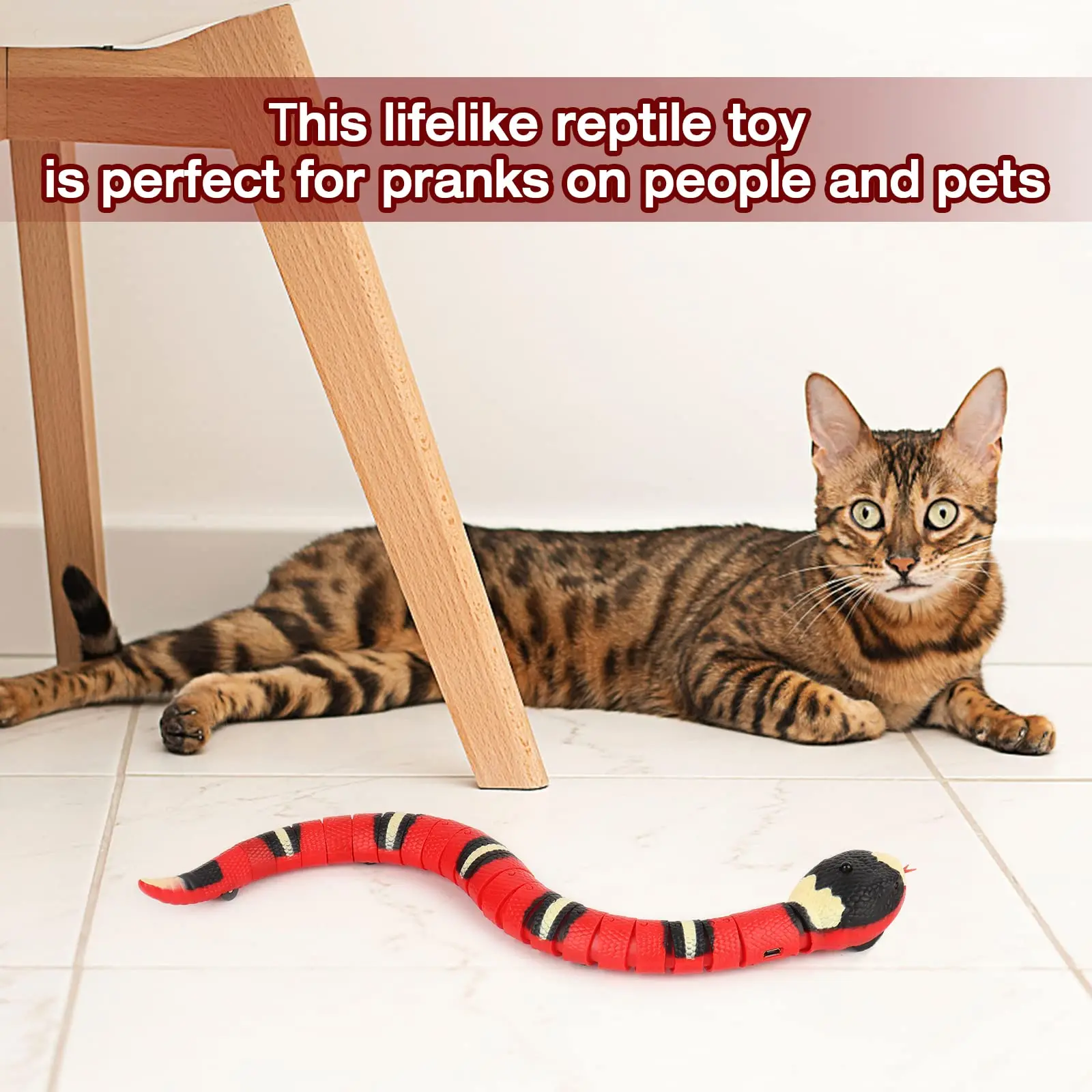 Electric Snake Toy, Smart Sensing Snake Toy, Intelligent Snake Toy, USB Charging for Prank, Children, Pets Interactive Toy