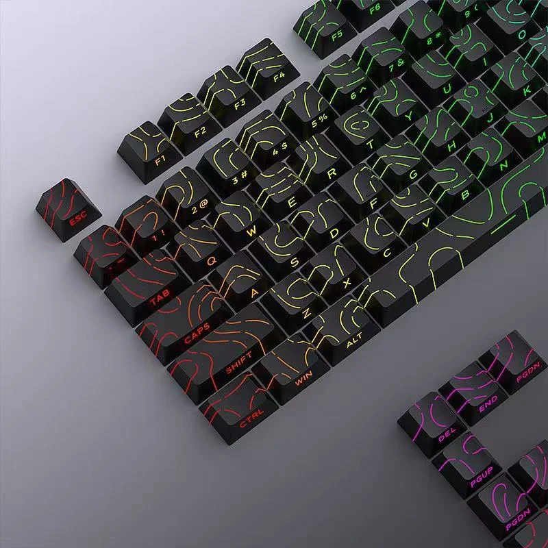 New-Keycaps 4.0 Version Shine Through 97 Key PBT Profile Side Print Backlit For MX Gamer Mechanical Keyboard