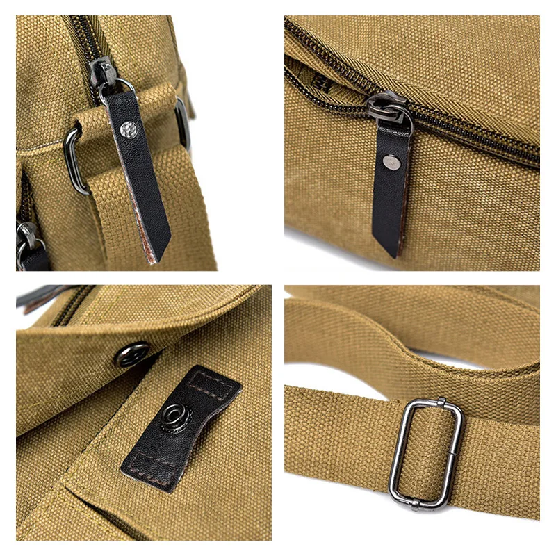 Men Casual Travel Sling Shoulder Bag Canvas Outdoor Sports Multifunctional Business Crossbody Bag Daily Messenger Bag for Male