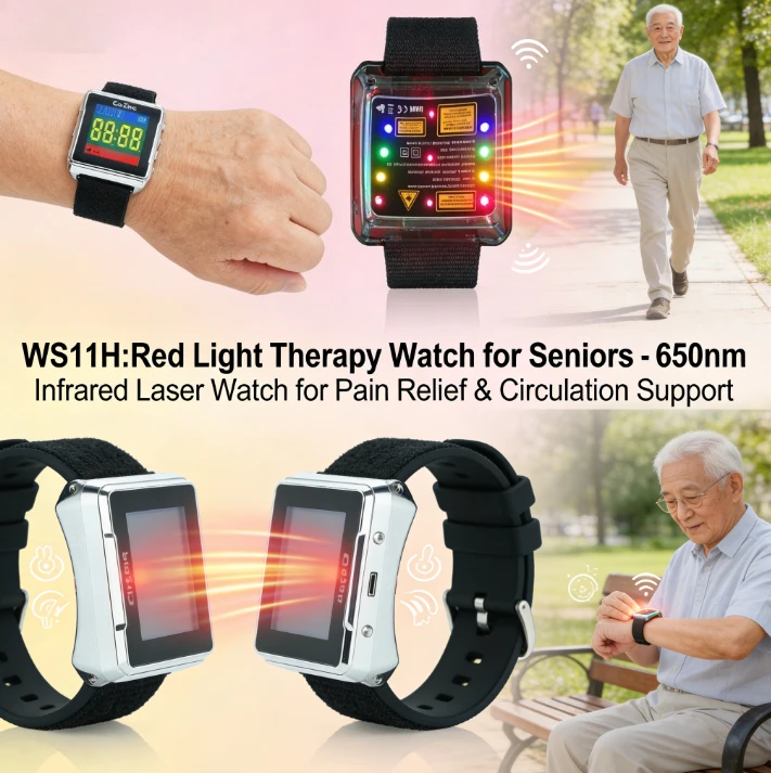 

Инфракрасные лазерные часы с красным светом 650 нм для пожилых людей: комфорт суставов, ежедневная поддержка кровообращения, неинвазивное ношение