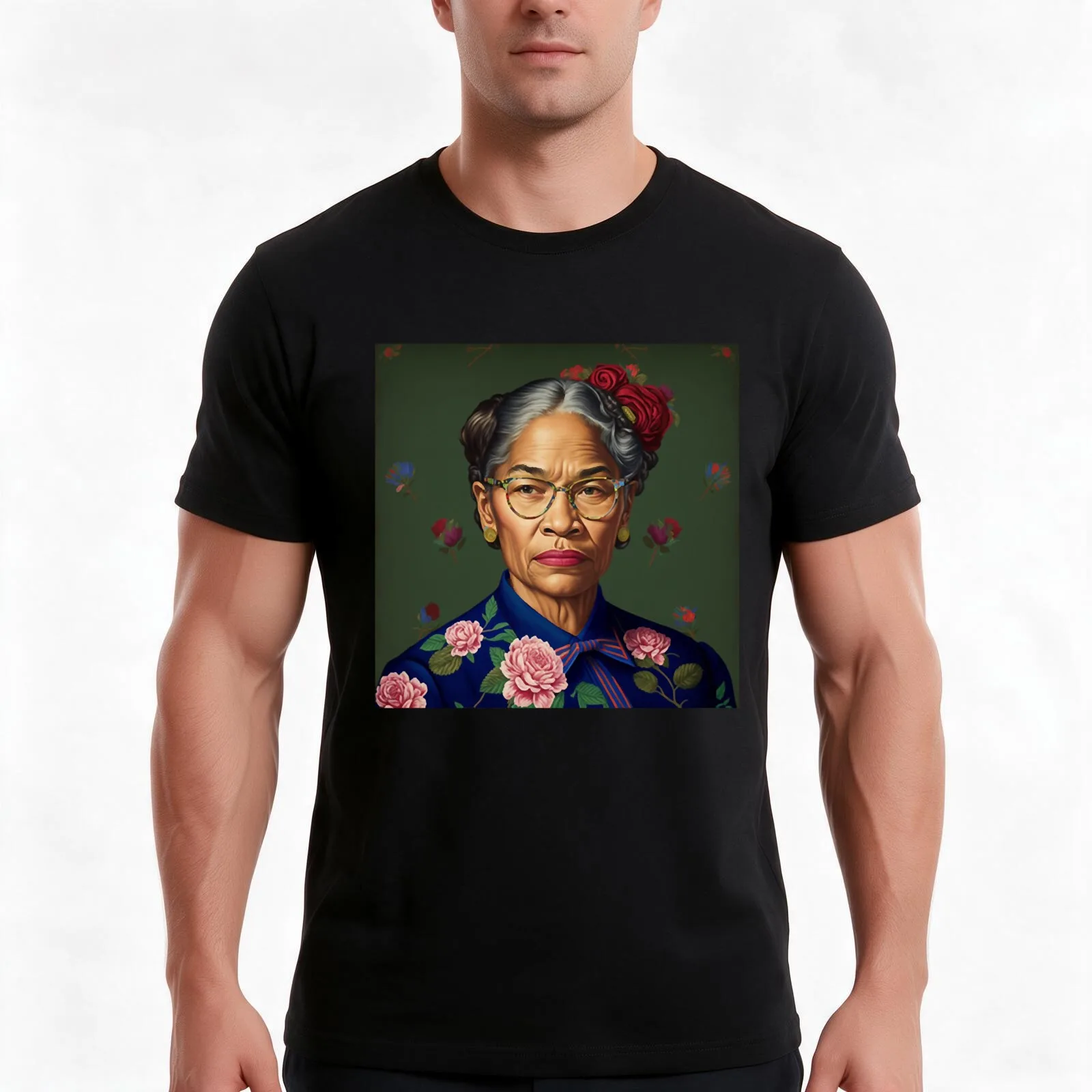 Portait of Rosa Parks by Kehinde wiley T-Shirt, Summer Casual Cotton Tee, Oversized Streetwear Tops, Vintage Graphic Print