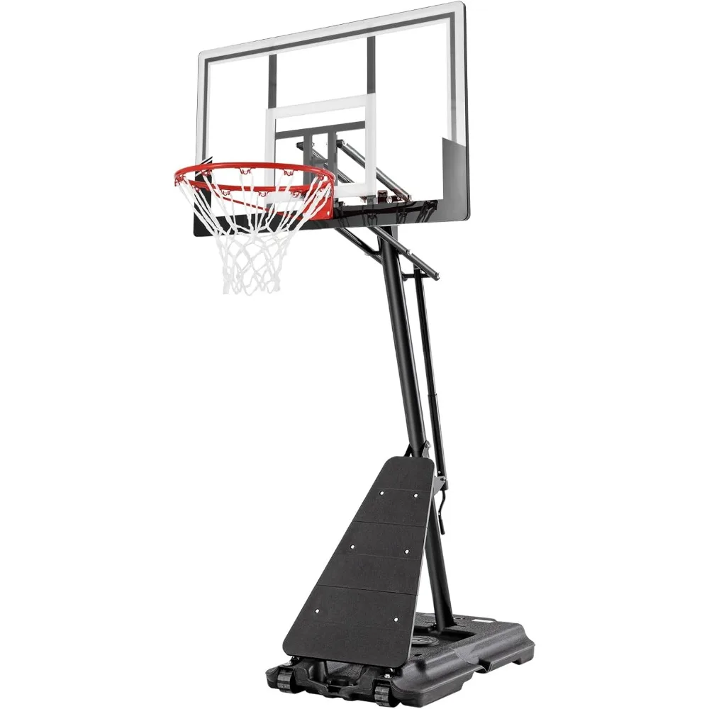 

Basketball Hoop 44&48 Inch Backboard Portable Basketball Hoop Outdoor,5.3-10ft Stepless Regulation Crank Adjust Basketball Goal