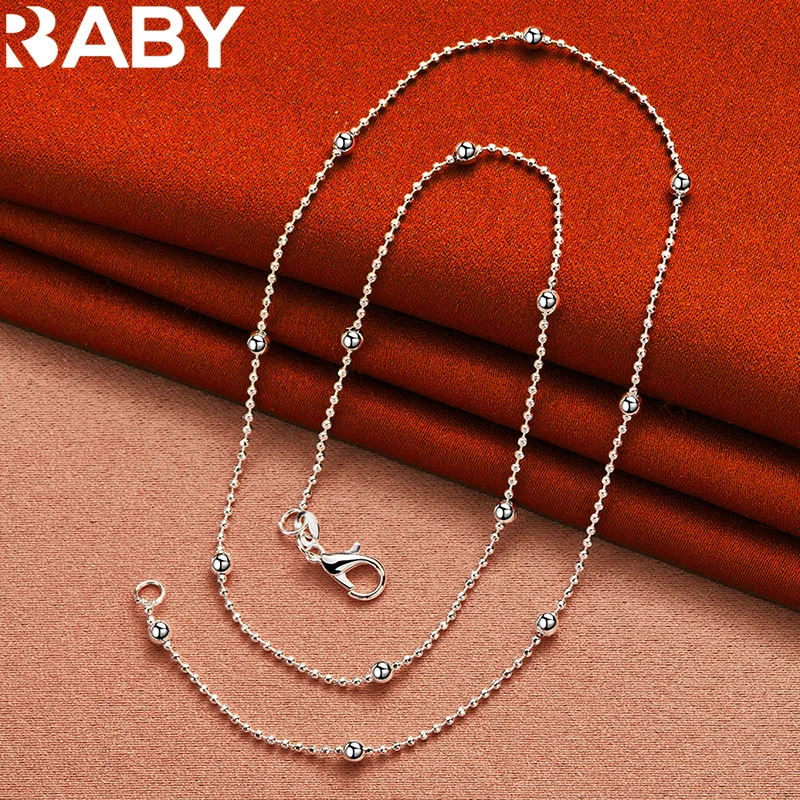 

URBABY 925 Sterling Silver Small Smooth Beads Chain Necklace For Woman Wedding Engagement Party Jewelry Gift