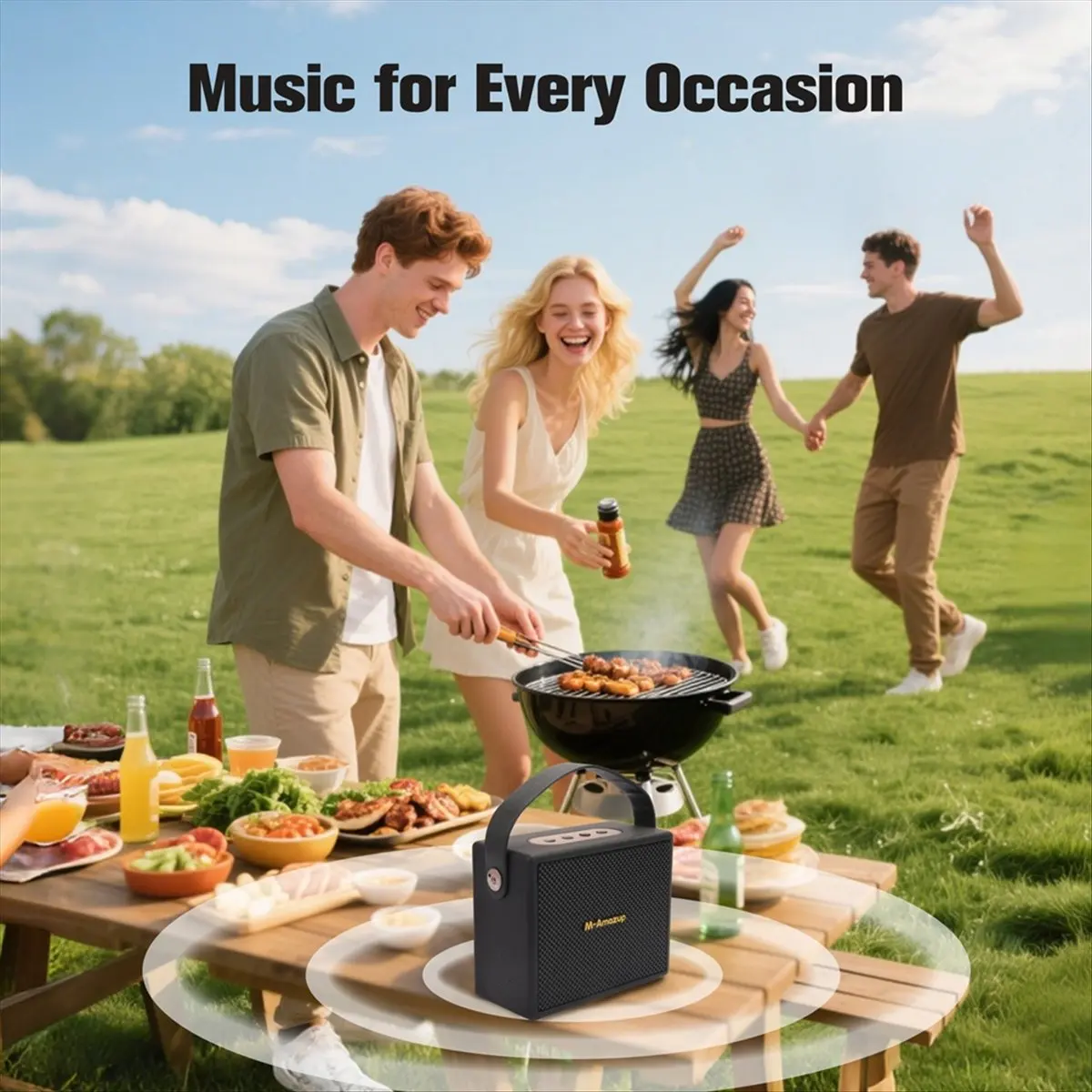 Portable Retro Bluetooth 5.3 Speaker Wireless Outdoor Subwoofer with TWS Interconnection FM Radio,TF Card,AUX Playback