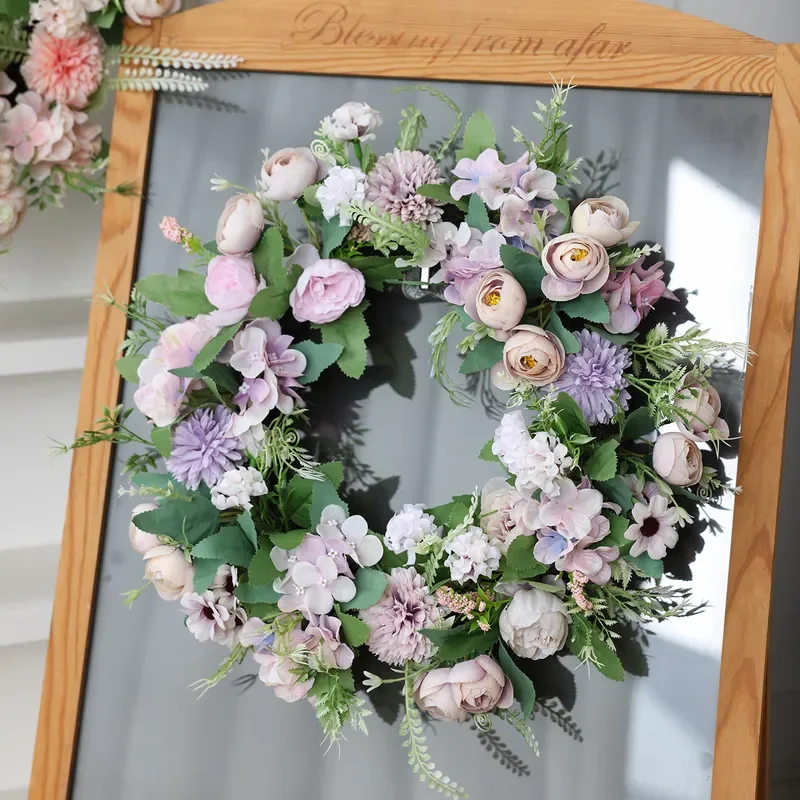 for New Simulation Peony Wreath Festival Party Hydrangea Wreath Home Pendant Wedding Arrangement Cross-border