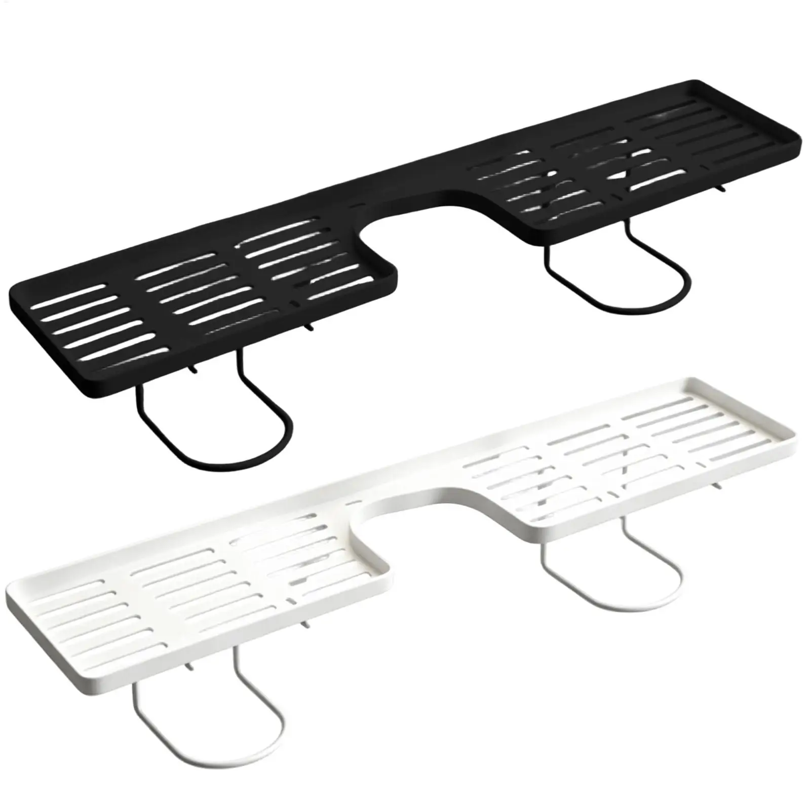 No-Drill Kitchen Faucet Sponge Holder, Space-Saving Rack with Drain Tray, Multipurpose Organizer for Sponge Soap Cup & Cosmetics