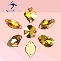 Pubrilex SunShine All Shapes Sew On Rhinestones Shiny Glass Crystal Strass Glitter DIY Sewing Stones for Garment Decorations