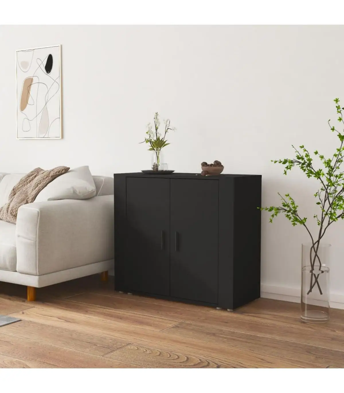 80x33x70 cm black plywood sideboard