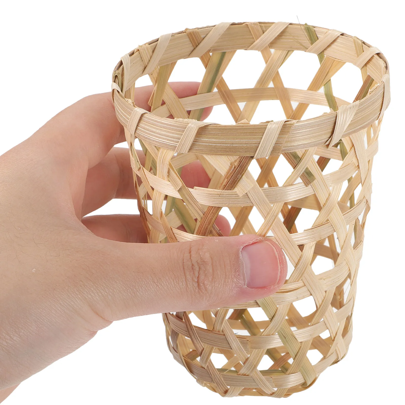2Pcs Bamboo Milk Tea Cup Basket Woven Coasters Sturdy Drink Holder Material Coffee Cup Stand Bamboo Coasters
