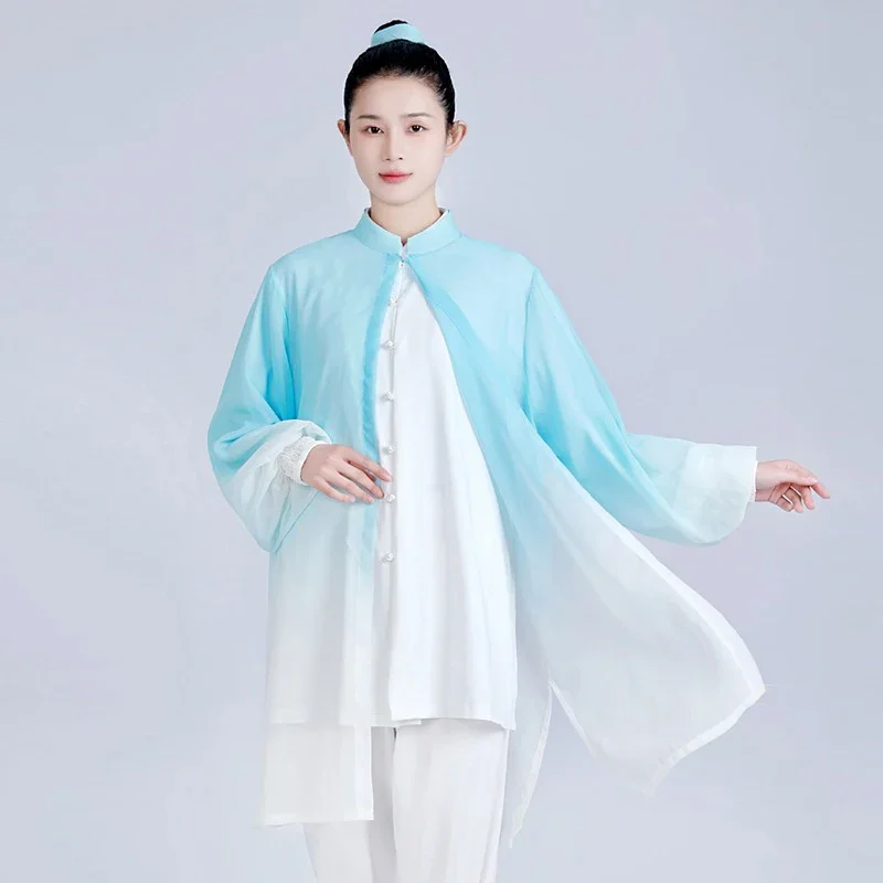 Kun Master Gradient Veil Kung Fu Uniform Martial Arts Tai Chi Clothes Competition Performance Three-piece Clothing Set for Women