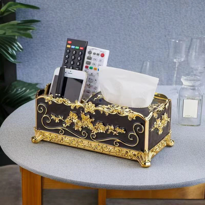 1PC Multifunctional European Style Tissue Box, restaurant napkin paper box, living room desktop remote control storage box