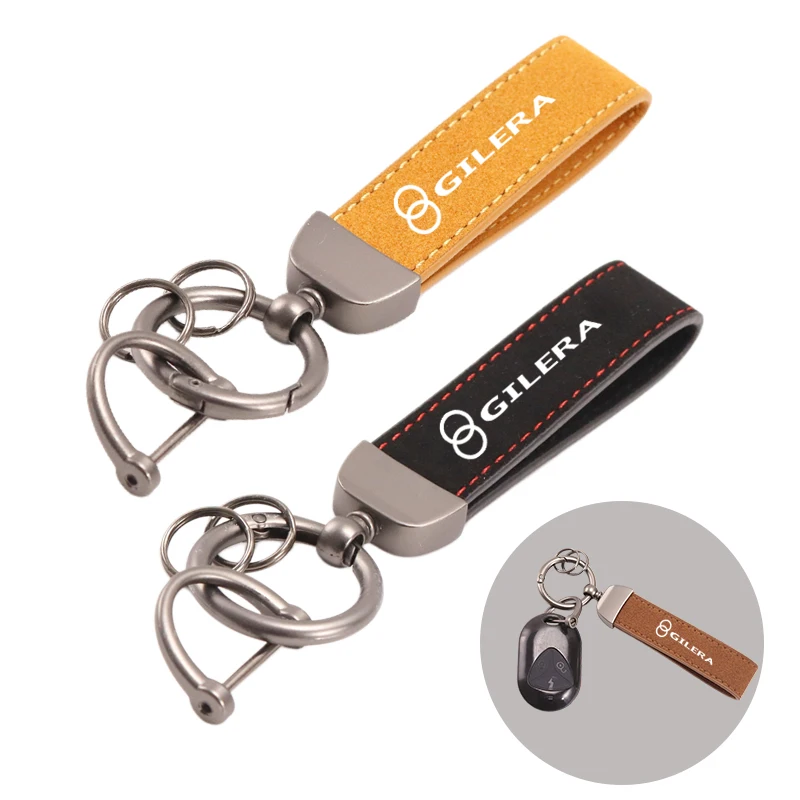 High-Grade Leather Suede Keychain Motorcycle Keyring For Gilera GP800 Fuoco Nexus 500 Runner 50 125 200 Accessories