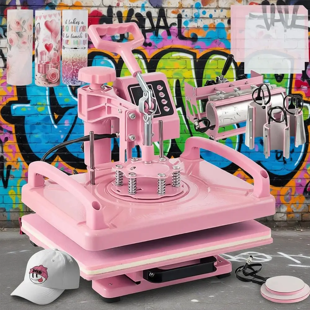 

Многофункциональный термопресс 8 в 1, 12x15 дюймов, для футболок, кепок, кружек, тарелок, 360 градусов ° Термопресс Swing Away для сублимации с функцией предварительного нагрева, 30 см