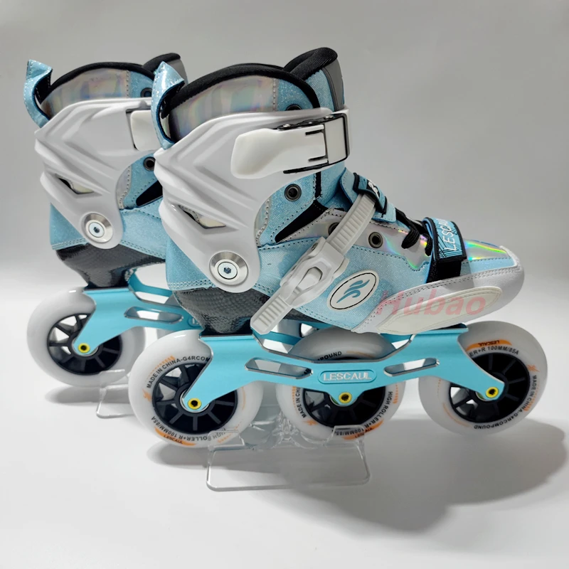 

Kids Carbon Fiber Inline Skates 3 wheels Speed Skates Youth Roller Skates Roller Sneakers Blue Pink Size 27-38
