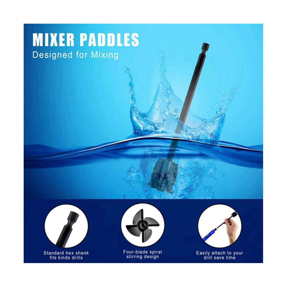 مرفق خلاط الحفر للراتنج ، خلاط راتنجات الايبوكسي ، النمام دوامة لخلط الطلاء ، حزمة من 5