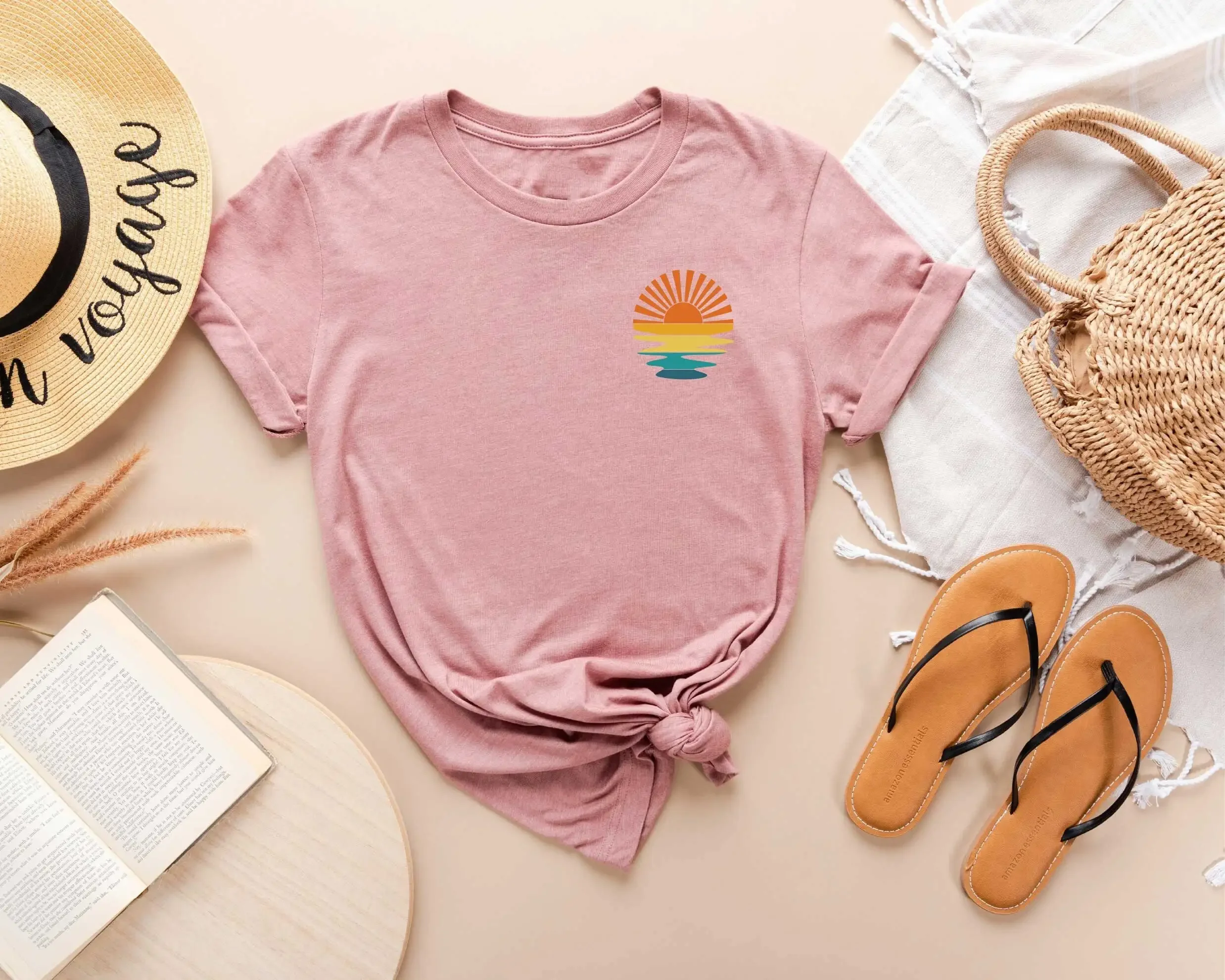 Sunset Rays Wavy T Shirt Beachy Vibes Sunshine Sun Summer Time