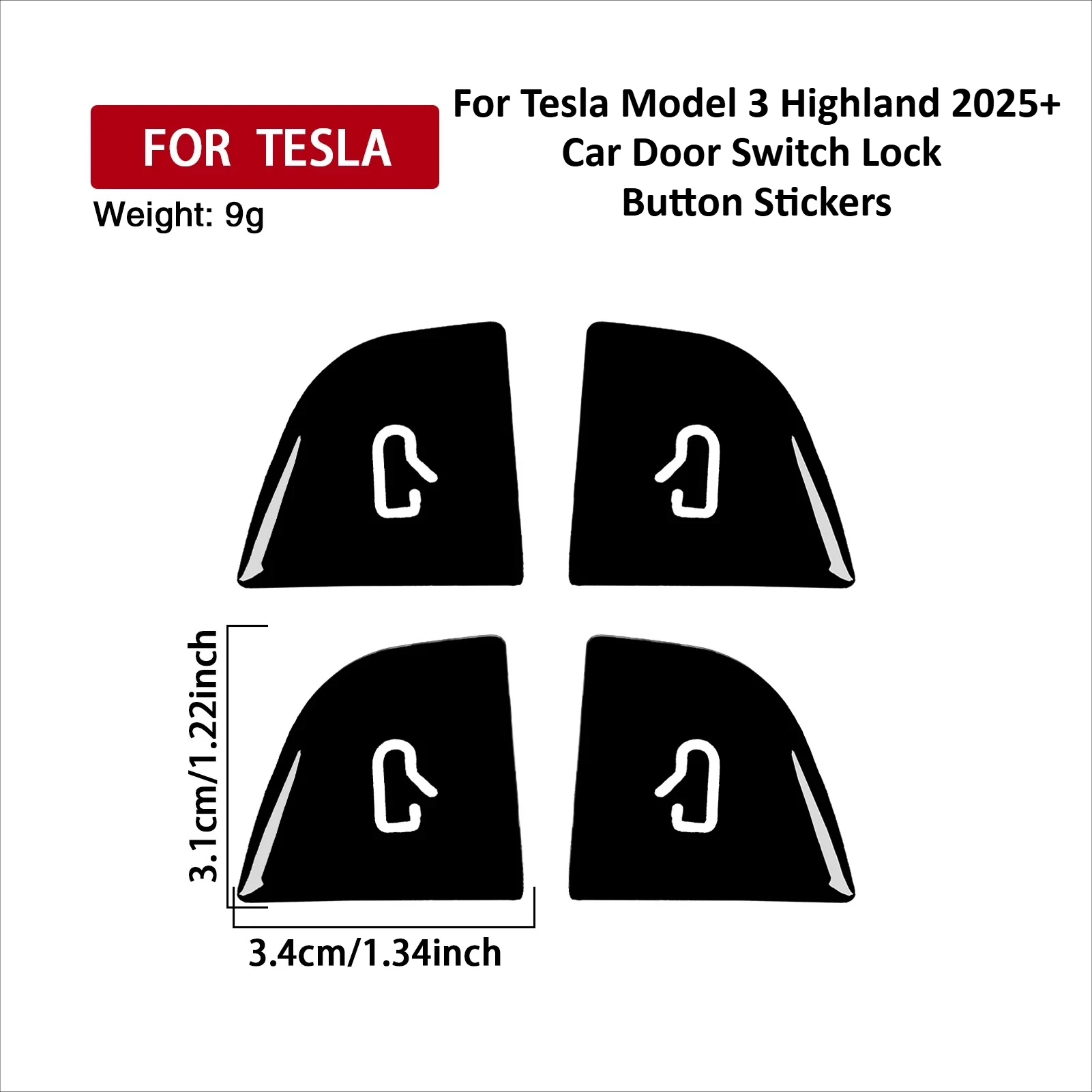 For Tesla Model 3 Highland 2025+ Car Door Switch Lock Button Stickers Real Carbon Fiber Window Patch Trim Interior Accessories