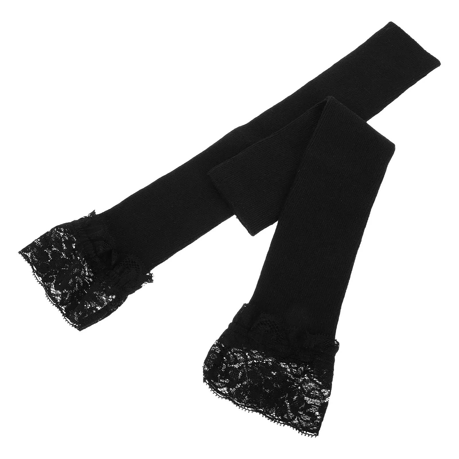 

Black White Knit Lace Arm Sleeves Fingerless Warmers Women Fashion Keep Arms Warm Long Gloves Cuffs Accessories