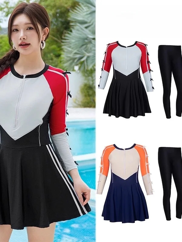 

Купальник больших размеров с длинными рукавами, консервативный, для полных девушек, с эффектом похудения, из высокоэластичного полиэстера и спандекса