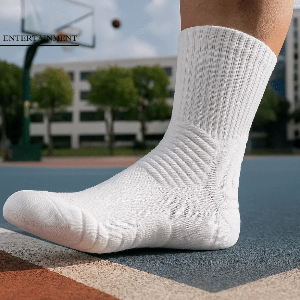 

6 пар белых и черных баскетбольных носков с полотенцем, утепленные спортивные носки, дышащие нескользящие спортивные носки до середины икры